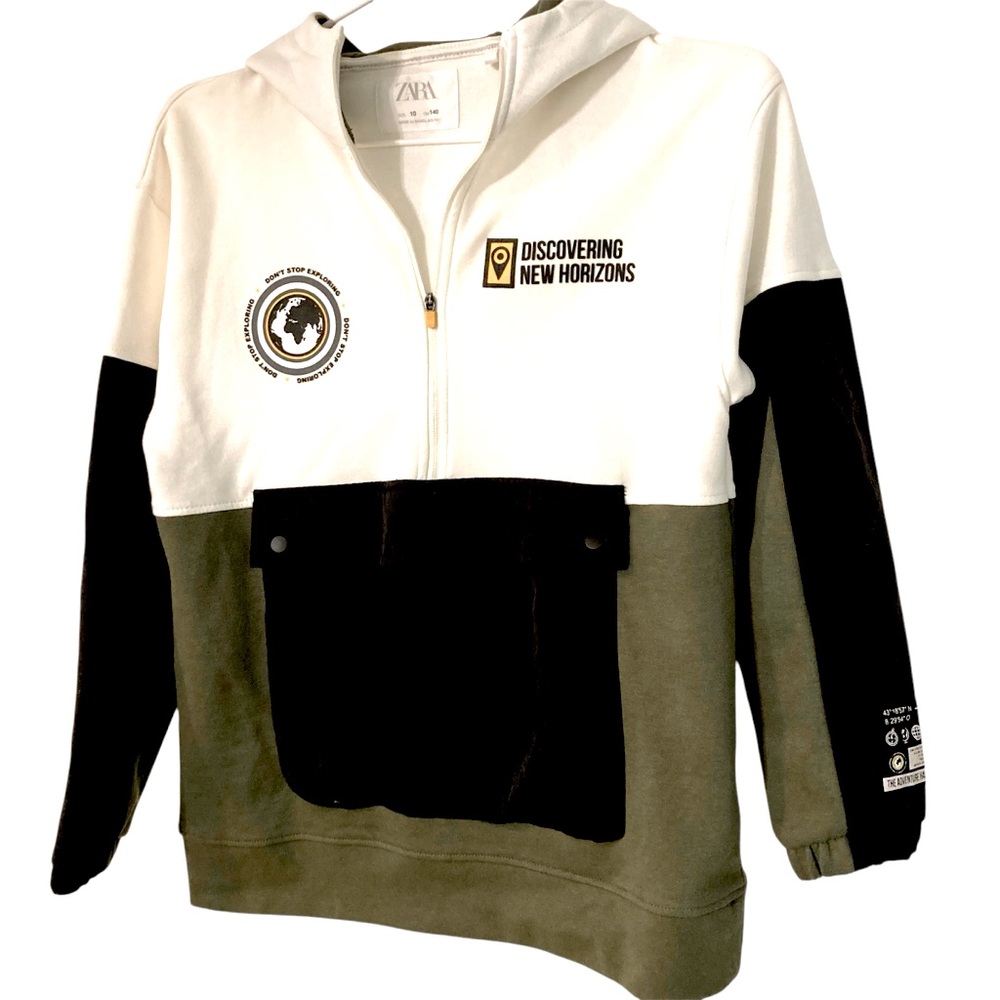 Zara Boys Sporty Collection “Discover New Horizons” Hoodie - Size 10 NWOT